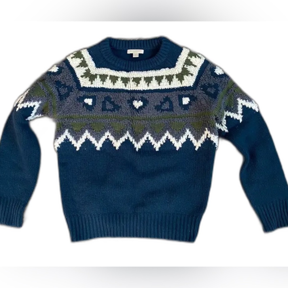 SALE🔥Burberry Navy and Olive Patterned Sweater - Gently used - Adult XS